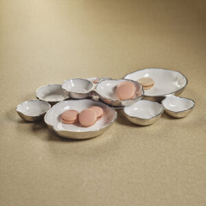 Nickel and White Cluster Serving Bowl Tray